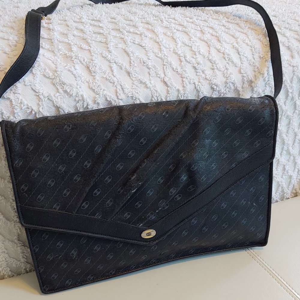 GUCCI VINTAGE Accessory Collection Convertible Envelope Clutch Purse Navy - Picture 1 of 16